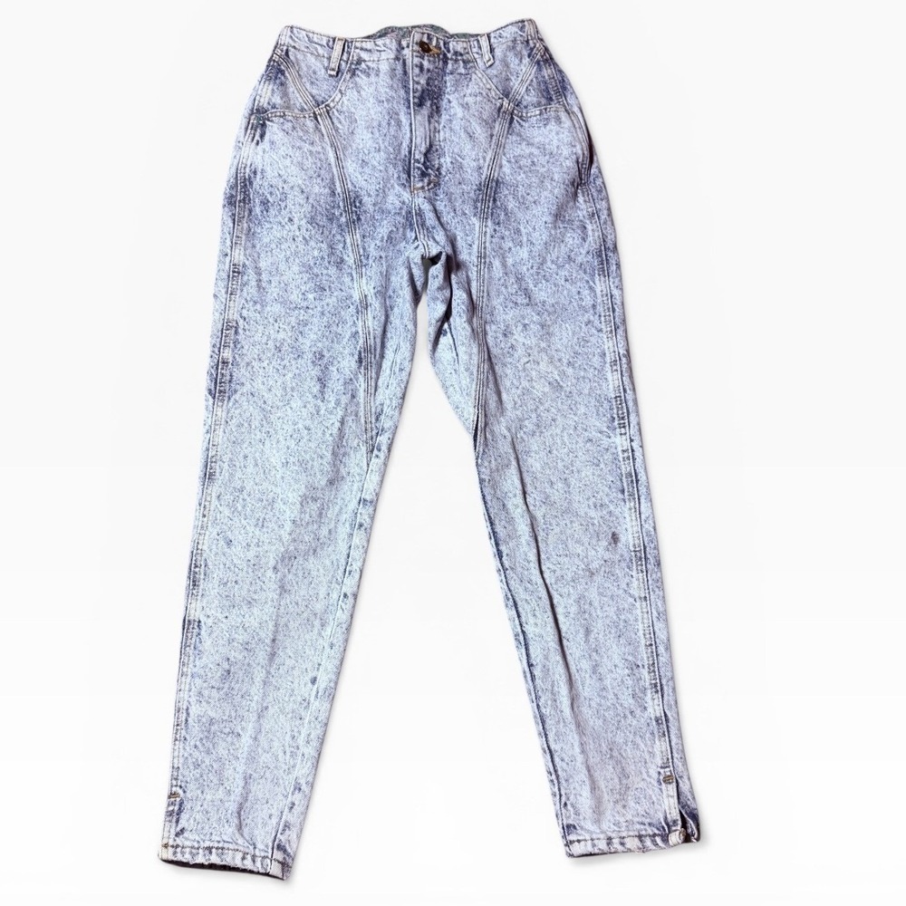 Vintage 80s Lee 301 Acid Wash High Waisted Tapered Jeans USA 27x29 9 MED Retro‎